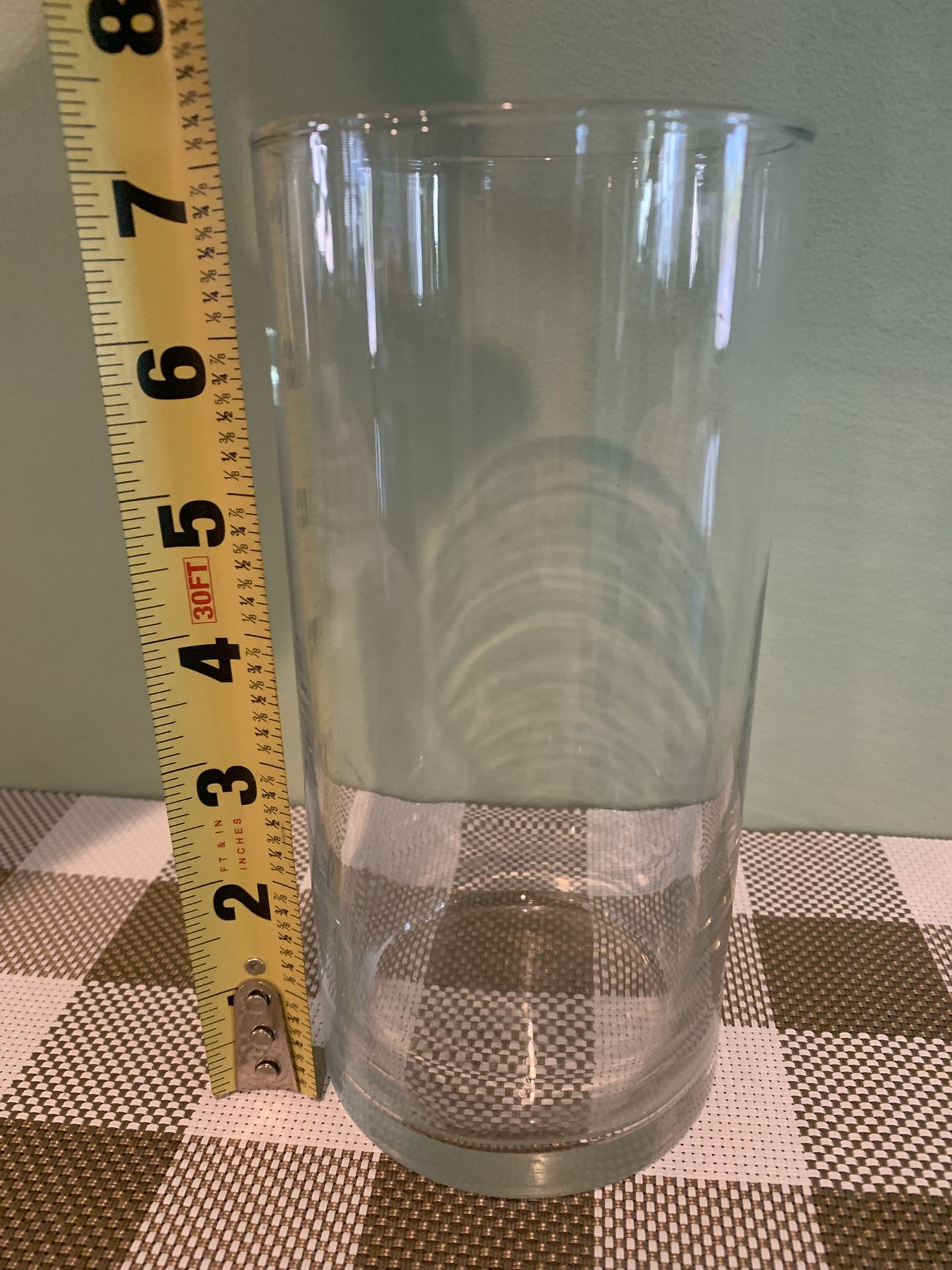 Tall Thick Glass Vase/ Candle Holder, Weighted Bottom To Not Tip Over