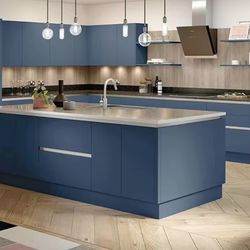 Deep blue super matte kitchen cabinets