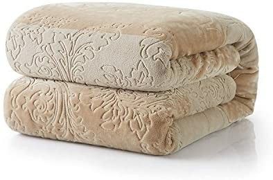 63x87 Embossed Cuddly Fluffy Cozy Bubbly Champagne Beige Super Soft Warm Plush Sherpa Throw Blanket for Sofa Couch 63x Twin Size Bed





