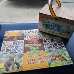 Melissa & Doug Reusable Sticker Book & Panda Picnic Basket