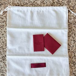 Valentino Garavani White Cotton Dust Bag w/ Care Booklet & Red Envelope New