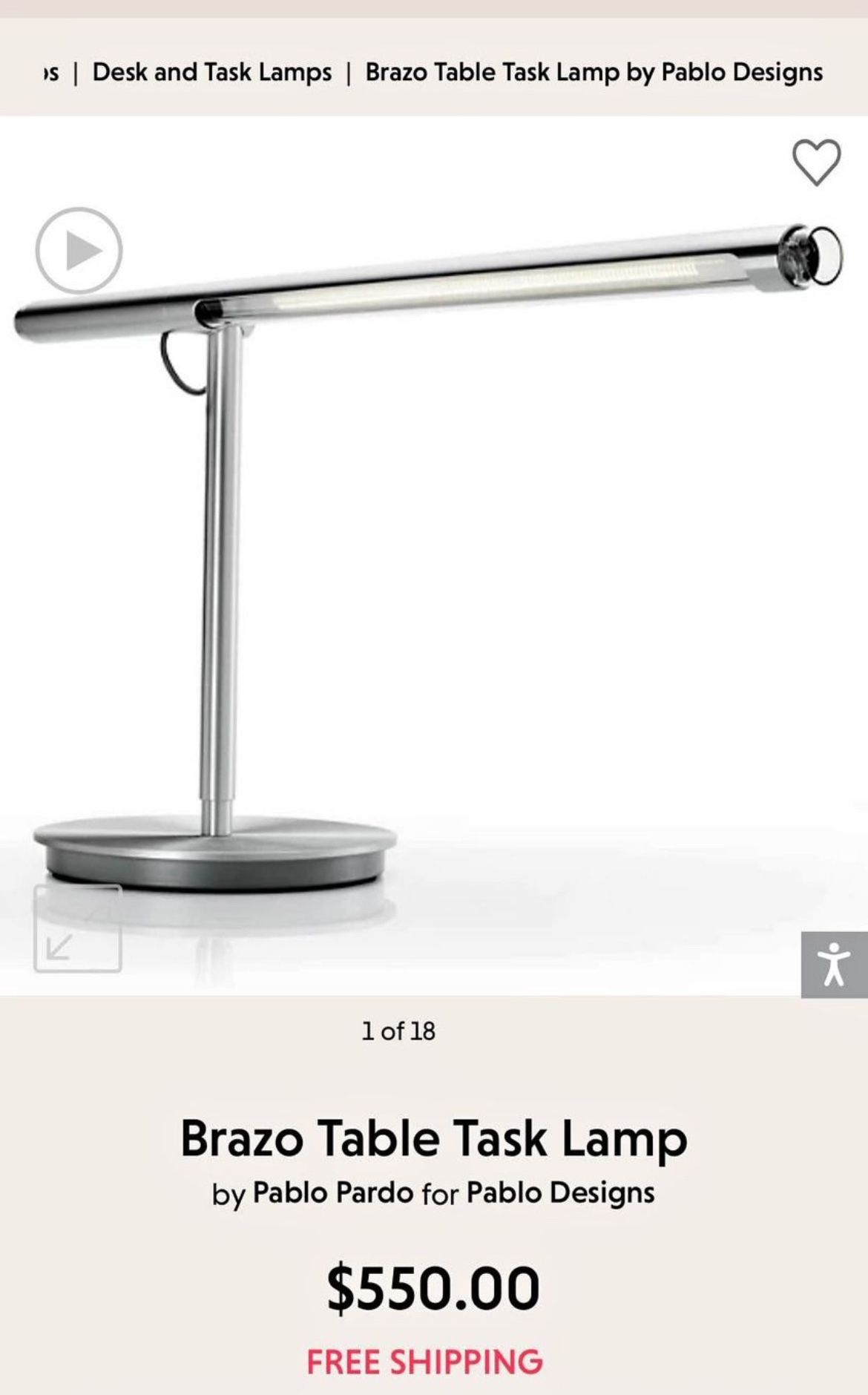 Brazo Table Task Lamp by Pablo Pedro