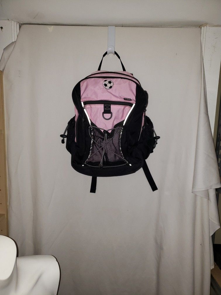 L.L. Bean Backpack Pink with Soccer Embroidery