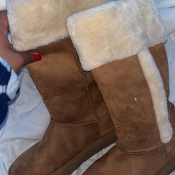 Brown, Furry Warm Boots