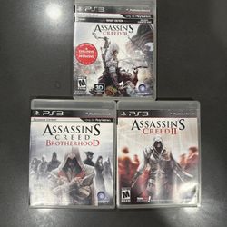 Assassin’s Creed III, Brotherhood, Black Flag – PS3 Lot of 3 Complete CIB – Test
