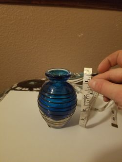 Thick Blue Black Swirl Glass Vase Decor