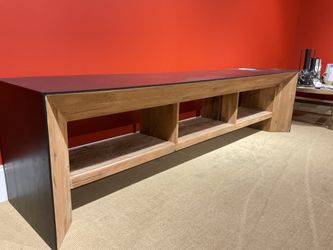 Tabor Natural Wood With Black Oak Waterwall Media Console