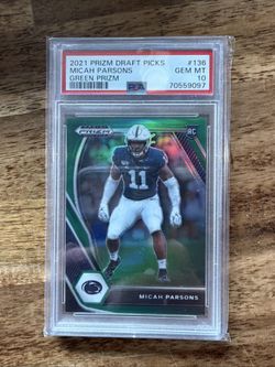 2021 Prizm Draft Picks Micah Parsons RC Green Prizm #136 Gem Mint 10 - Pop 5!