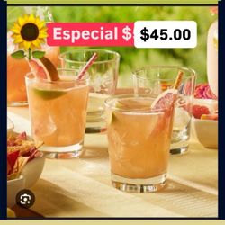 Vasos Set De 4 Para Bebidas Refrescos Nieves Postres $45.00 Especial Cristal Heritage Princess House Ventas Finales 