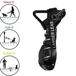 Lander Leash New 3-in-1 Dog Leash Stake. 5.5ft Nylon Lead, Dual Quick Connect Handle & 6.5in Corkscrew - BRAND NEW IN PACKAGE 