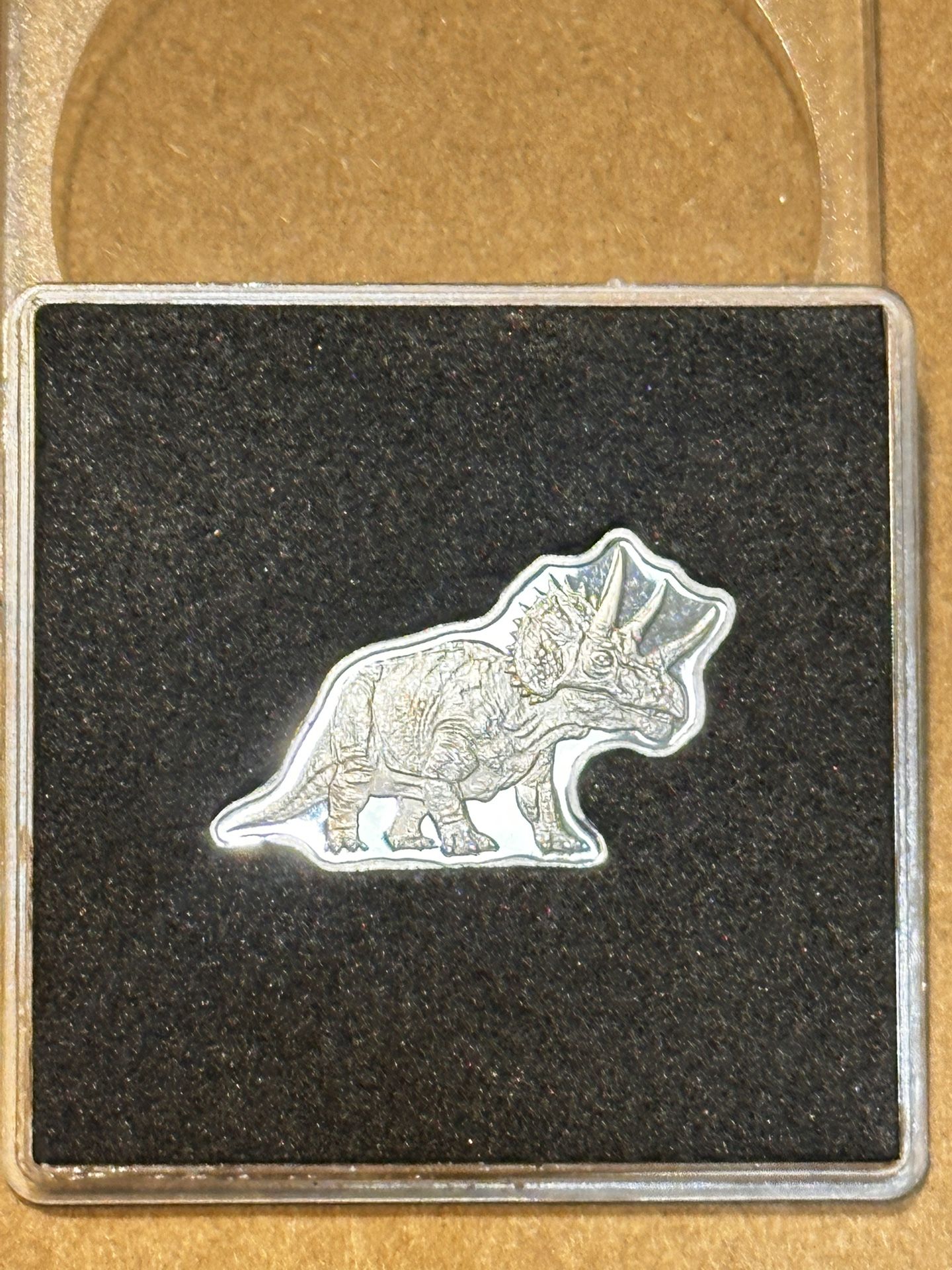 Limited Mintage  Triceratops 5 Gram .999 Silver Bar W Display Case