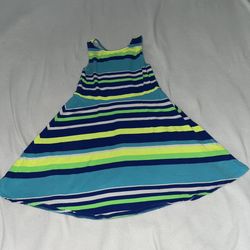Total Girl Striped Blue Tank Dress Large 10 12 A025