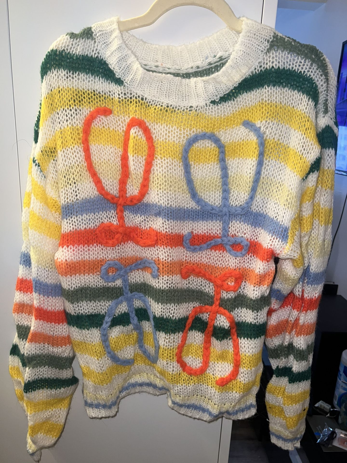 Colorful Striped Contrast Knit Sweater 