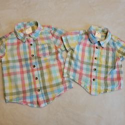 2 Matching Plaid Button Down Shirts 9m & 3T