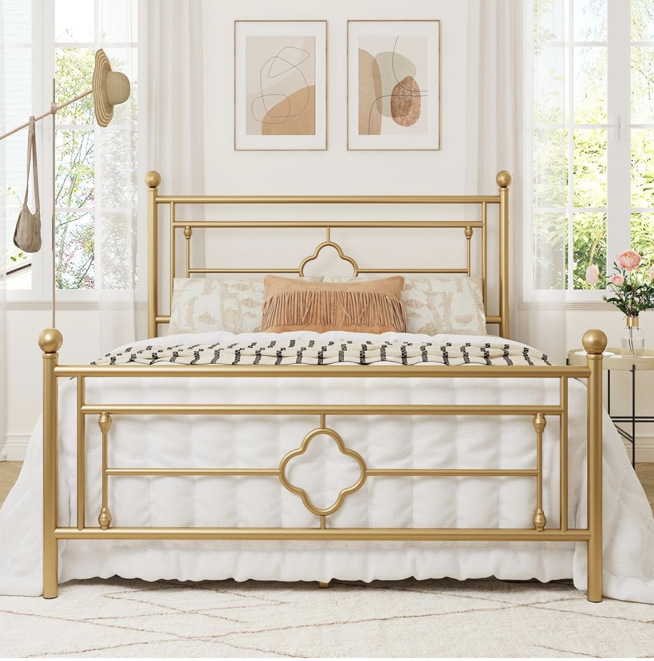 Gold Metal Queen Size Bed Frame