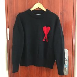 AMI PARIS Black Cardigan Sweater