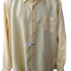 TOMMY BAHAMA Yellow Linen Long Sleeve Button Front Shirt Men's Size XL