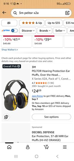 Brand New, 3M - Peltor X2A Hearing Protection Ear Muffs, Over the Head Headband, NRR 24db