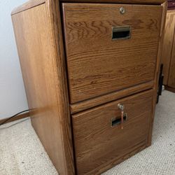 Oak 2 Drawer Filing Cabinet