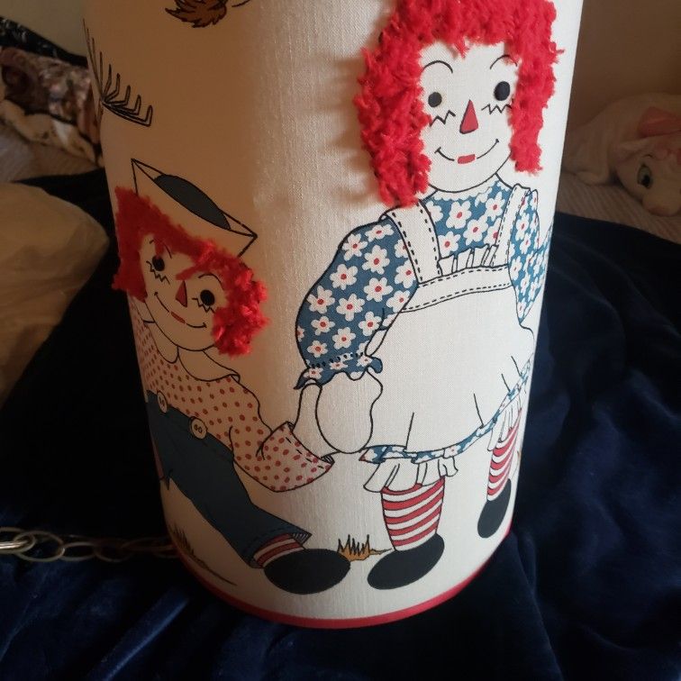 Large Vintage Raggedy Ann and Andy Hanging Lamp