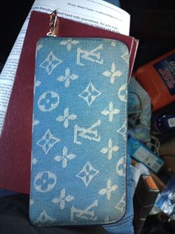 Louis Vuitton Denim Zippy Wallet Long Blue LV Remix M82958 Pre-owned As Is.