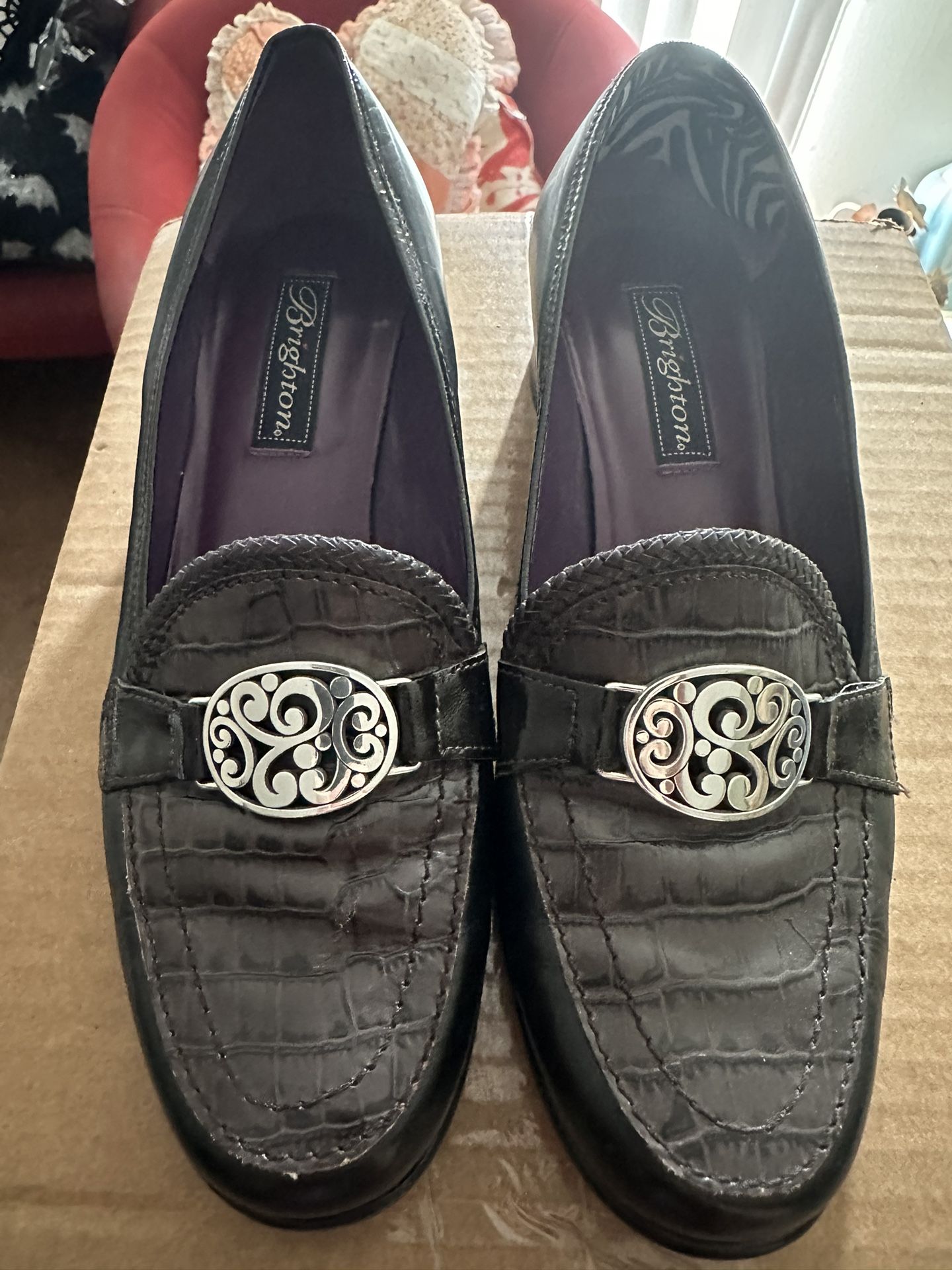 BRIGHTON Women's Author Classic Shoes Black Heels Sz 9W $195