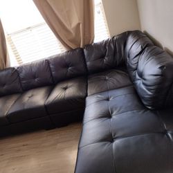 Ashton Black Leather Sofa 