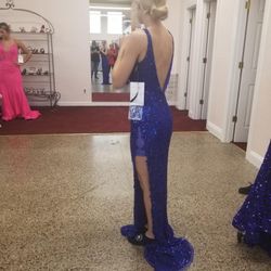 Royal Blue Sequin Formal Prom Dress