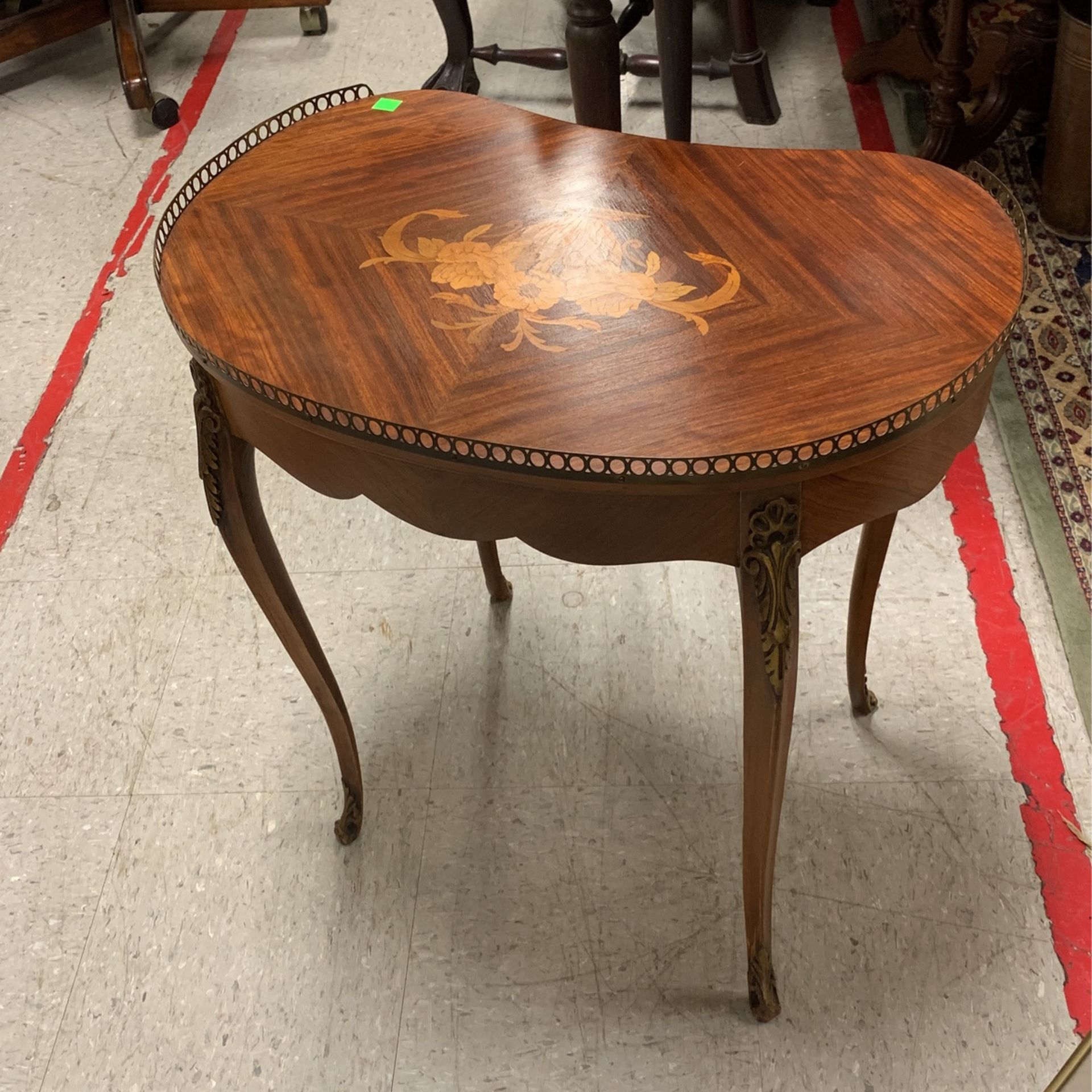 Antique Kidney Shaped Accent Table