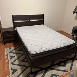 Full Size Bed Set – Mattress, Frame, Comforter, Protector & 4 Pillows