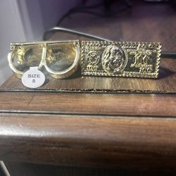 100 Dollar Bill Double Finger Ring