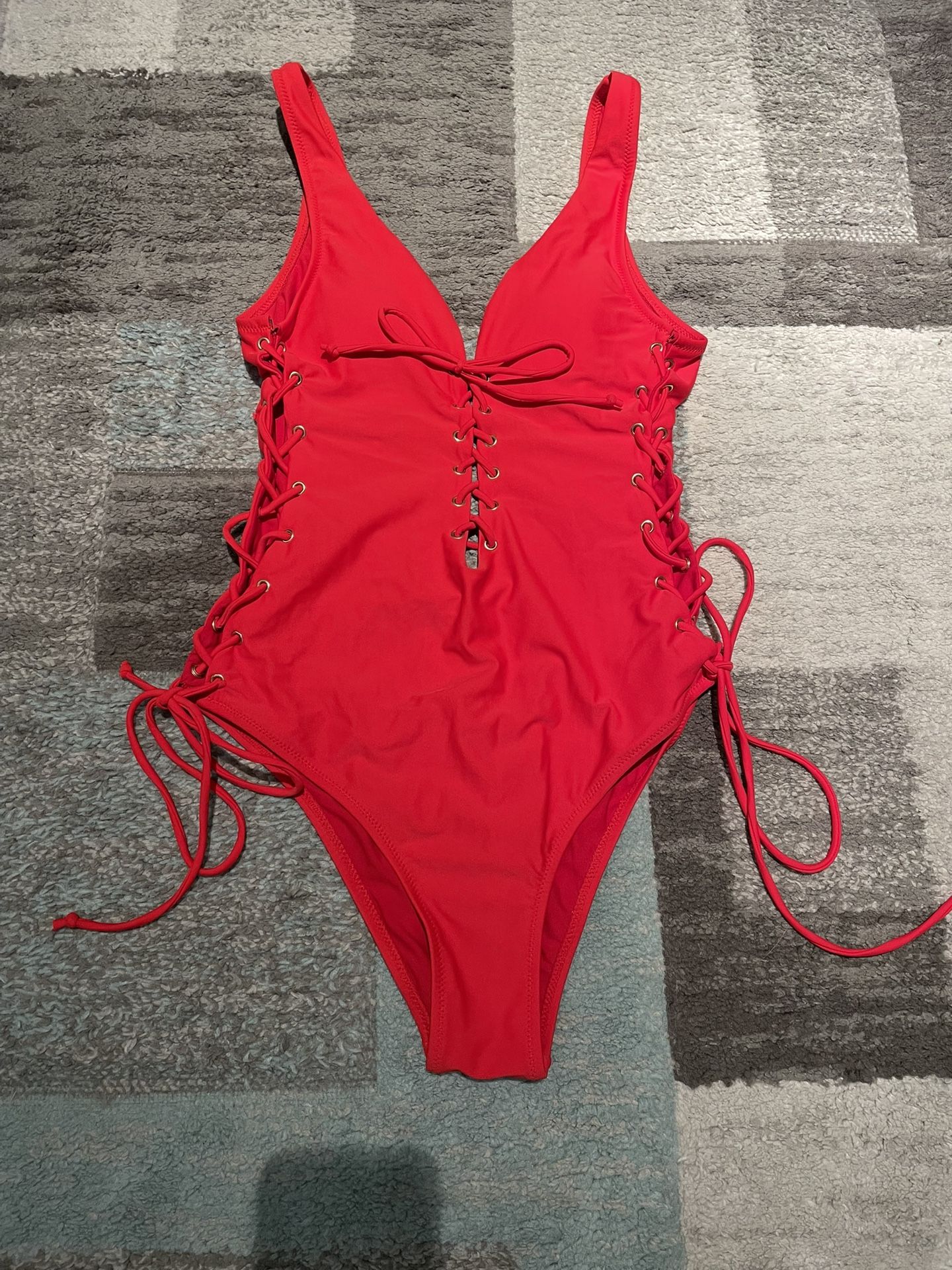 One Piece Lace Up Swimsuit