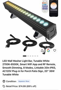 LED Wall Washer Light Bar 20" 36W Tunable White