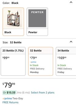 Mango Steam 32 Bottle Wine Rack with Black Glass Top Shelf, Free Standing for Home, Kitchen and Bar