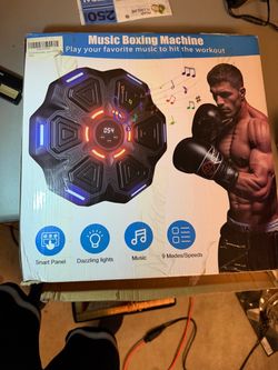 Smart Music Boxing Machine with Boxing Gloves – LED Lights – 9 Modes – Like New