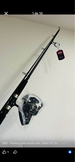 Fishing pole brand new, Penn 10’ size 8000. And free 50 lbs line, $90 FIRM. Retail is 112+tax+line..