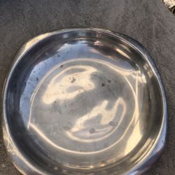 Heavy pewter handcast pewter large serving plate.