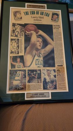 Collector LARRY BIRD AUTOGRAPHED RETIREMENT NEWSPAPER