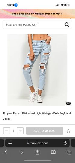Empyre Easton Distressed Light Vintage Wash Boyfriend Jeans