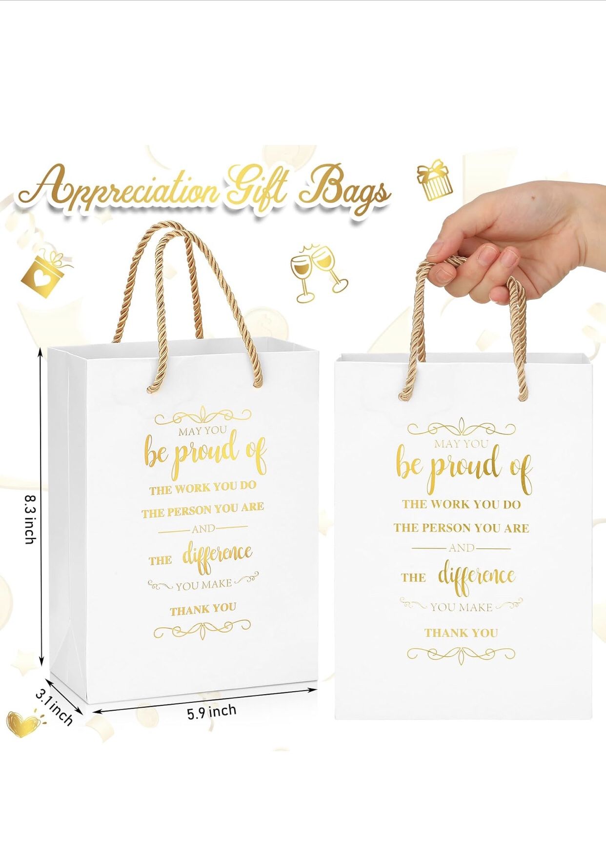 ‏Fulmoon 100Pcs Thank You Gifts Bags Employee Appreciation
