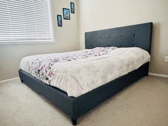 King Upholstered Platform Bed Frame