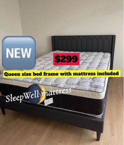 Queen size bed frame with mattress included
