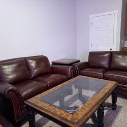 Pair of High Quality Brown Leather Sofas