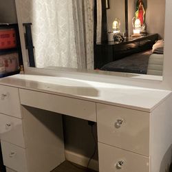 Vanity with drawers and mirror 