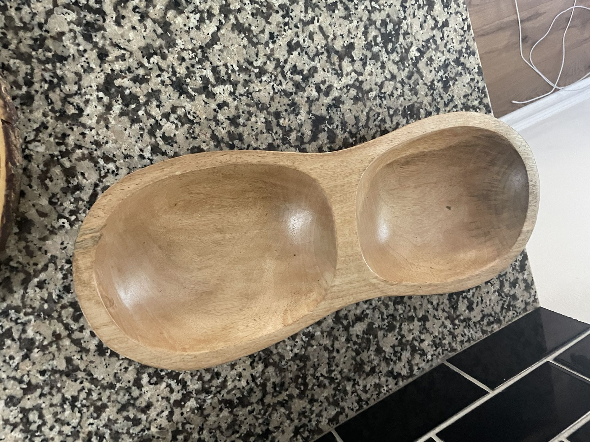 Wooden Double Bowl
