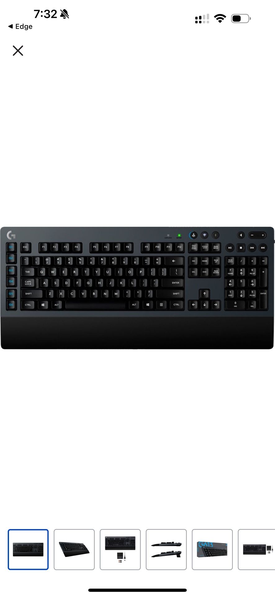 Logitech G613 LIGHTSPEED Wireless Mechanical Gaming Keyboard, Multihost 2.4 GHz + Blutooth Connectivity - Black
