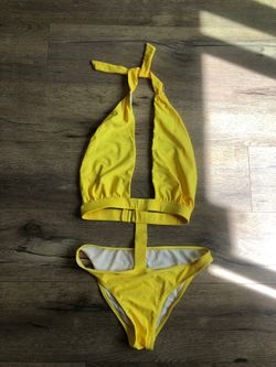 One piece yellow bathing suit size L