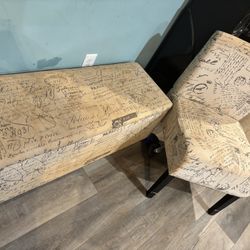 Matching Storage Bench + Accent Chair Set (Paris/Postcard Print)