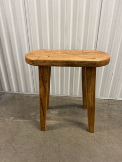 Woodland Tall Carved wood side table
