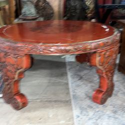 Chinese Round Table Heavy Solid Wood Lacquered Table